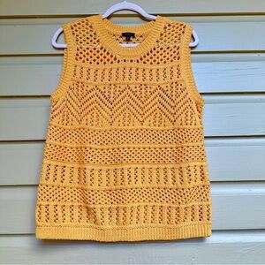 Talbots Crochet Knit Sweater vest Size Medium Yellow Orange Merigold Sleeveless
